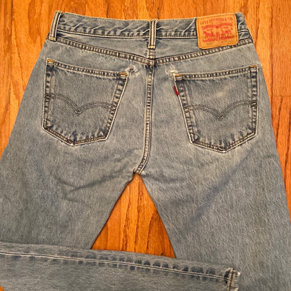 Mens Levi’s 505™ Straight Regular Fit Jeans, size 31/32, stonewash.